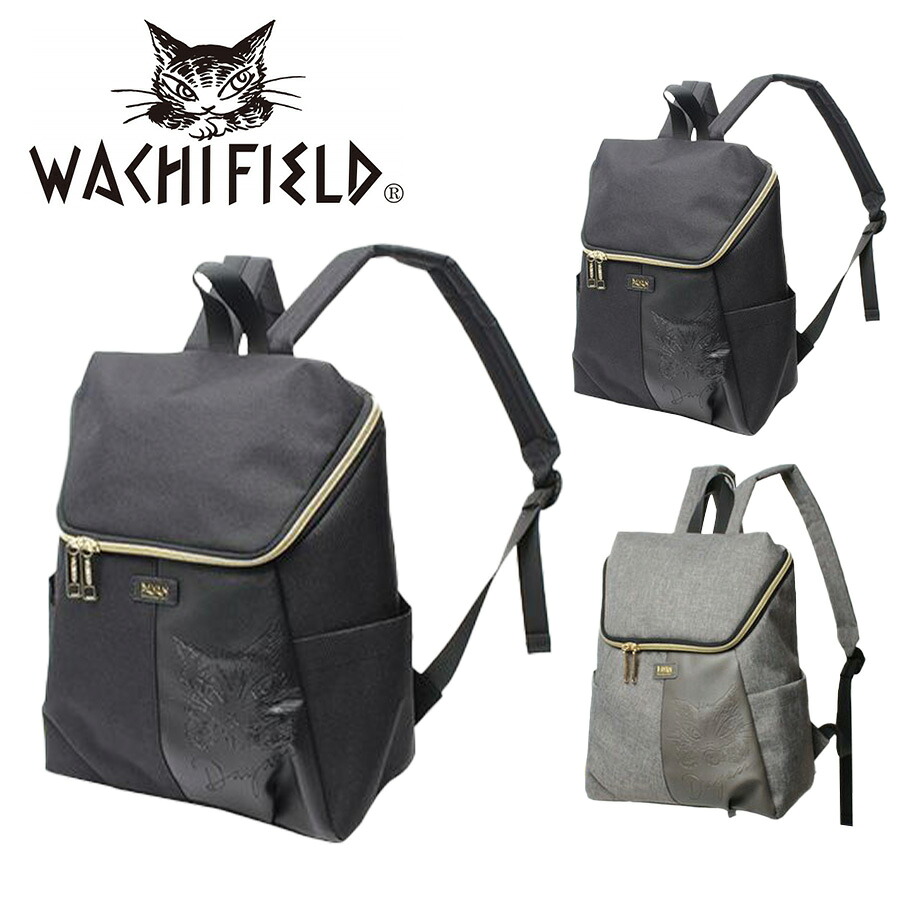 【当店オリジナルエコバッグプレゼント中！】【WACHIFIELD】WTMC-06 リュック バックパック バッグ かばん カバン 鞄 買い物 わちふぃーるど 猫のダヤン ブラック グレー かわいい おしゃれ 使いやすい 普段使い 日常 便利 母の日 敬老の日 プレゼント 誕生日