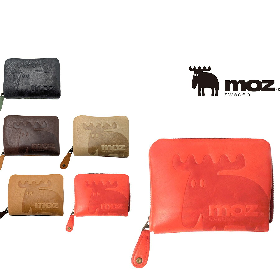 【SNSで話題のレザーケアクリームプレゼント中！】【moz】モズ ミニ財布 Elk ZNWE-86000 財布 ウォレット 折り財布 レディース 女性 かわいい おしゃれ 母の日 本革 人気 スウェーデン アニマル エルク ヘラジカ collonil コロニル
