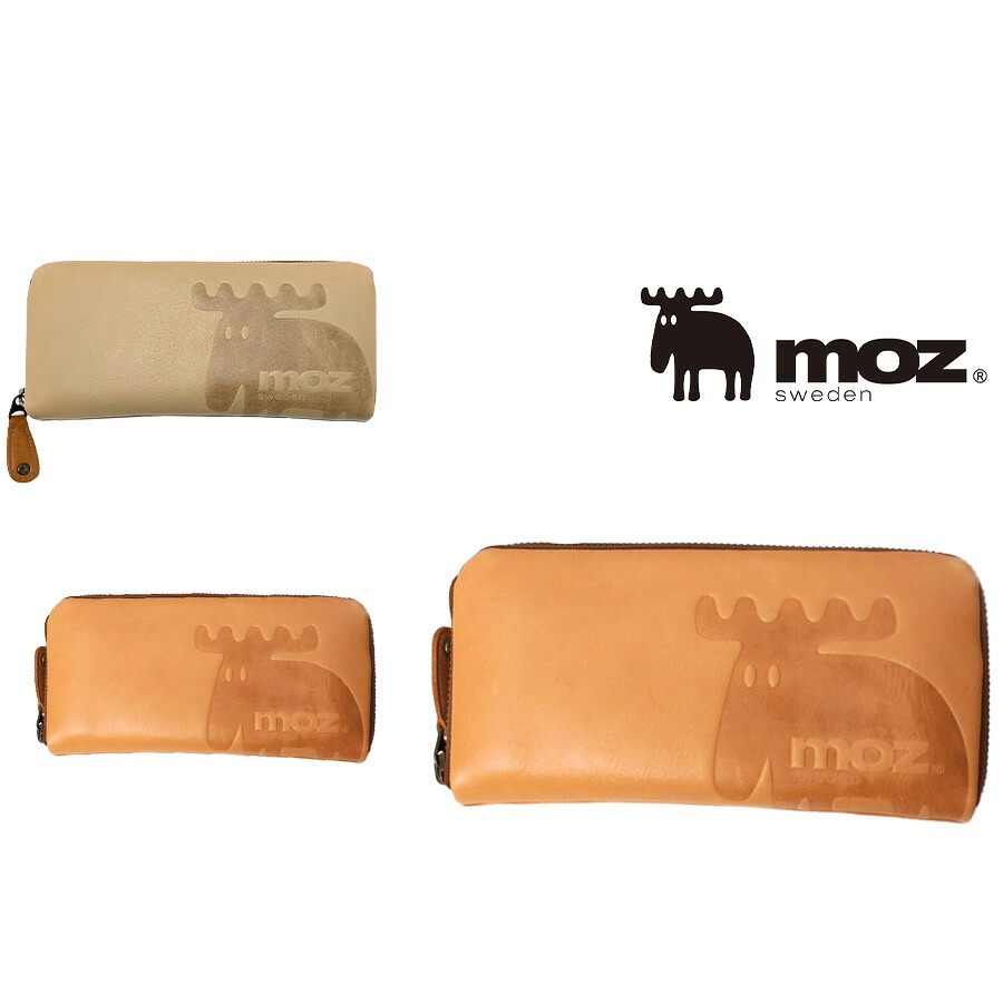 【SNSで話題のレザーケアクリームプレゼント中！】【moz】モズ ラウンドファスナー長財布 Elk ZNWE-86001 財布 ウォレット 折り財布 レディース 女性 かわいい おしゃれ 母の日 本革 人気 スウェーデン アニマル エルク ヘラジカ collonil コロニル