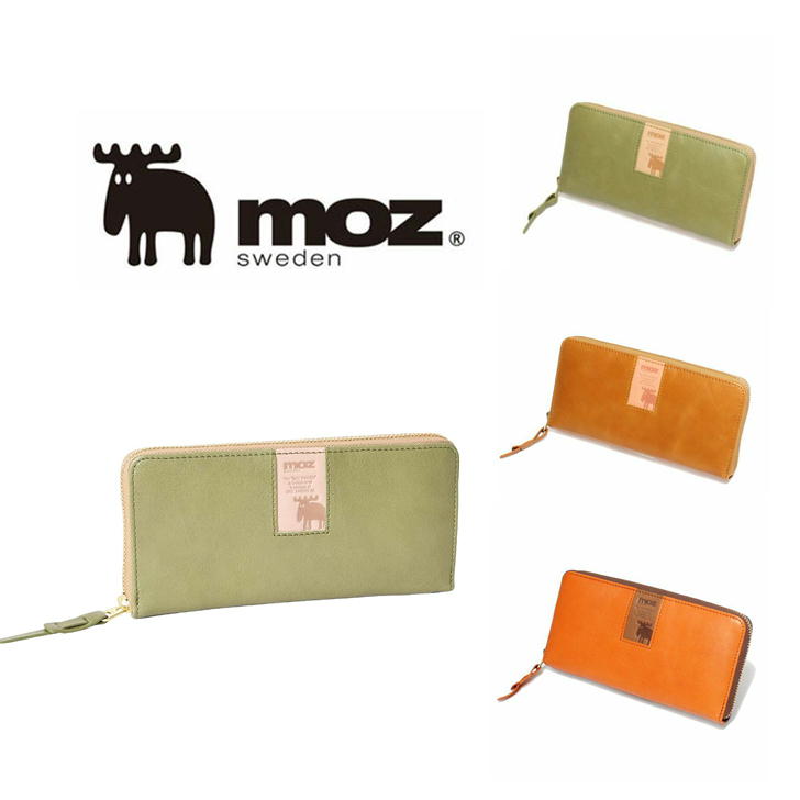 moz モズ ラウンドファスナー長財布 Elk ZNWS-86092 財布 ウォレット ファスナーウォレット レディース 女性 かわいい おしゃれ バイカラー 2トーン 本革 牛革 ヌメ革 人気 スウェーデン アニマル エルク ヘラジカ